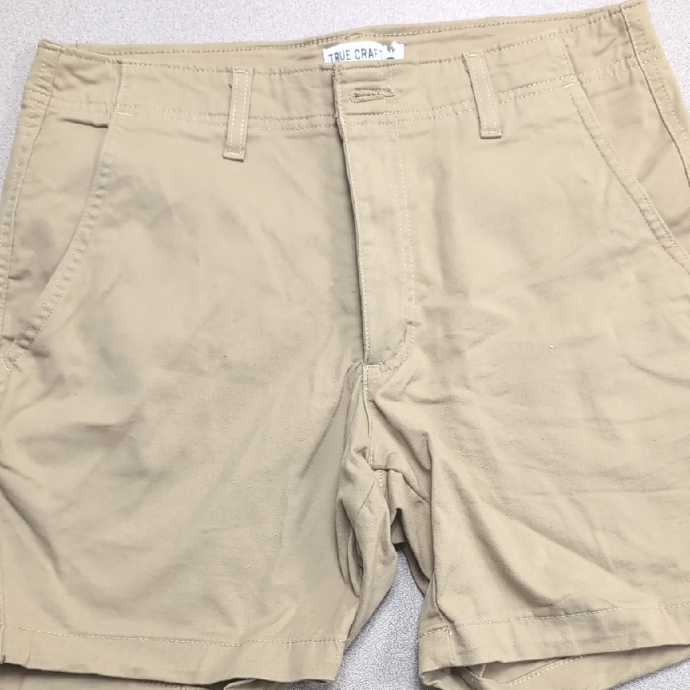 True Craft Men's Beige Flat Front Shorts